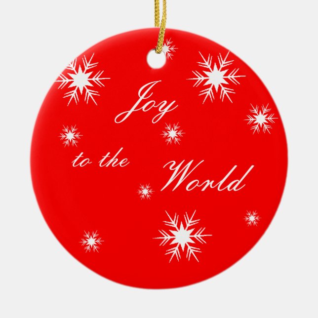 Joy to the World Snowflakes Ceramic Tree Decoration (Front)