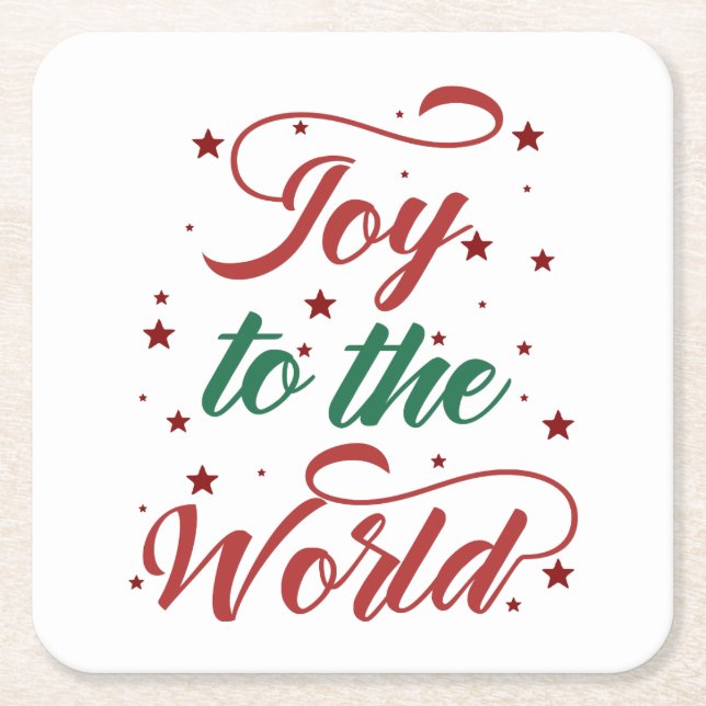 joy to the world square paper coaster (Front)