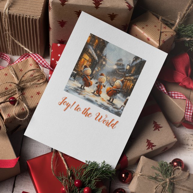 Joy to the World Street Musicians Christmas Card (AI Generated Musicians)