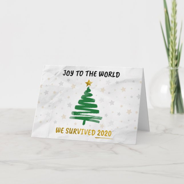 Joy To The World Survived 2020 Personalized Holiday Card (Front)