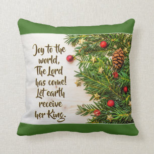 Joy to the World the Lord has Come Christmas Carol Cushion