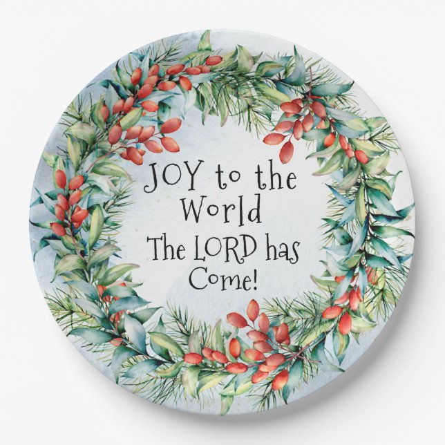 Joy to the World The Lord has Come, Christmas Paper Plate (Front)