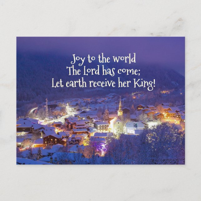 Joy to the World The Lord is Come, Christmas Carol Postcard (Front)