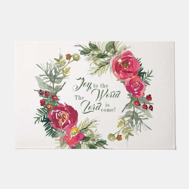 Joy to the World The Lord is Come, Christmas Doormat (Front)