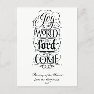 Joy to the World the Lord is Come Christmas Type Holiday Postcard