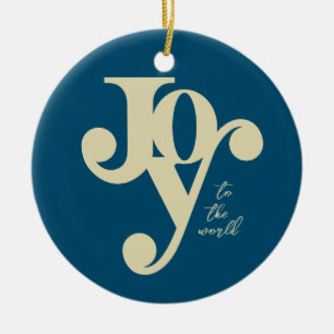 Joy to the World typographic Christmas photo  Ceramic Ornament