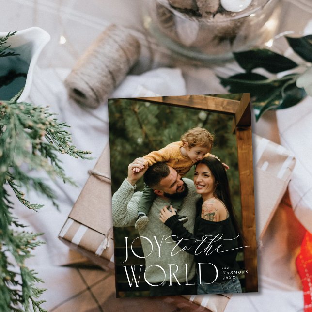 Joy To The World Typographic Holiday Photo Card (Creator Uploaded)