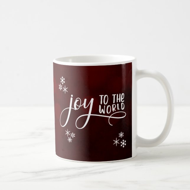 Joy to the World Typography and Snowflakes Coffee Mug (Right)