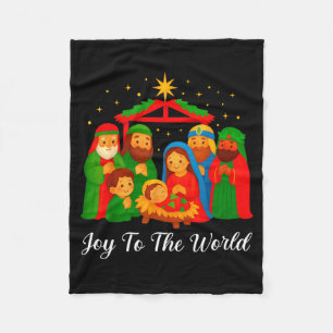 Joy To The World Ugly Christmas Sweater Xmas Squad Fleece Blanket