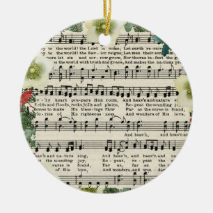 Joy to the World Vintage Christmas Sheet Music Ceramic Ornament