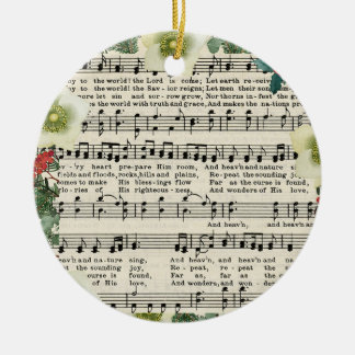 Joy to the World Vintage Christmas Sheet Music Ceramic Ornament