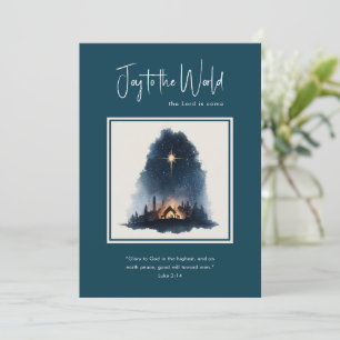 Joy to the World Watercolor Nativity Christmas Holiday Card