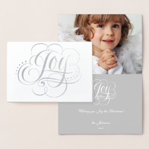 Joy to the World White Silver Foil Christmas Angel Card