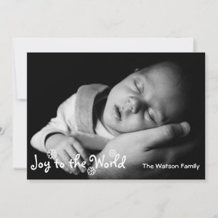Joy to the world white snowflake christmas photo holiday card