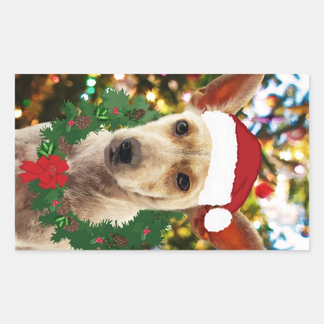 Joy to thee Puppy Rectangular Sticker (Front)
