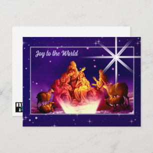 Joy to World. Adoration of the Shepherds Christmas Holiday Postcard