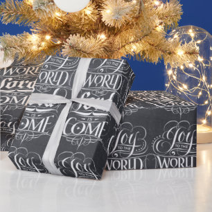 Joy to World Chalk Christmas Calligraphy Religious Wrapping Paper