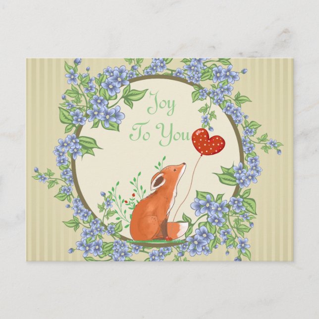 Joy To You Fox Holiday Postcard (Front)