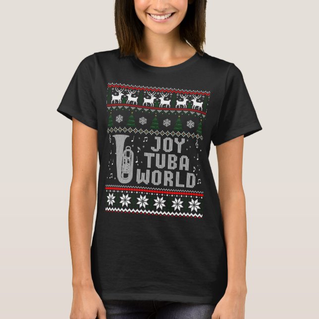 Joy Tuba World Funny Christmas Ugly Sweater (Front)