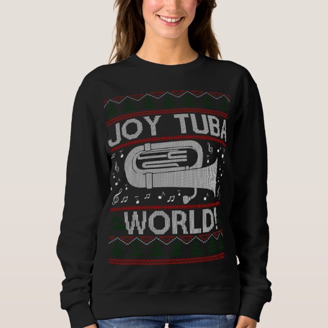 Joy Tuba World Funny Christmas Ugly Xmas Sweater (Front)