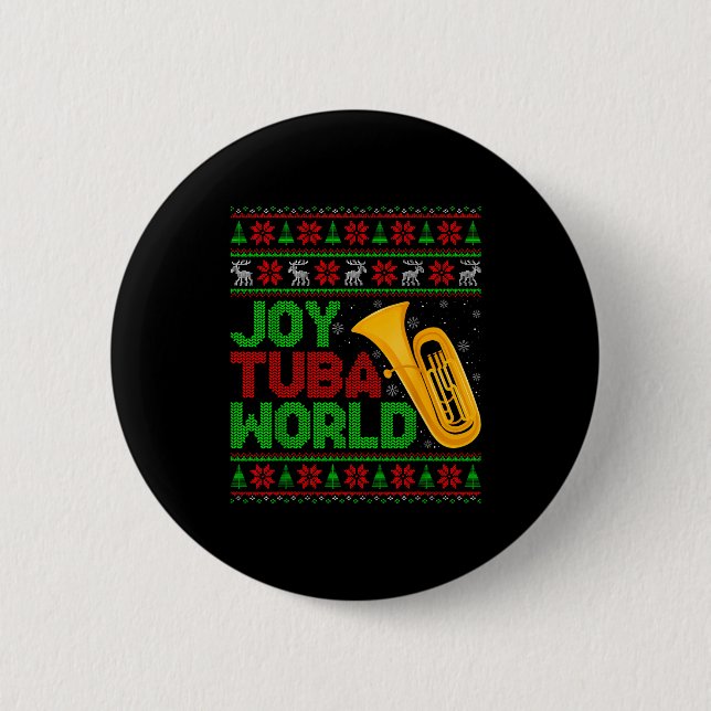 Joy Tuba World Music Lover Xmas Tuba Ugly Christma 6 Cm Round Badge (Front)