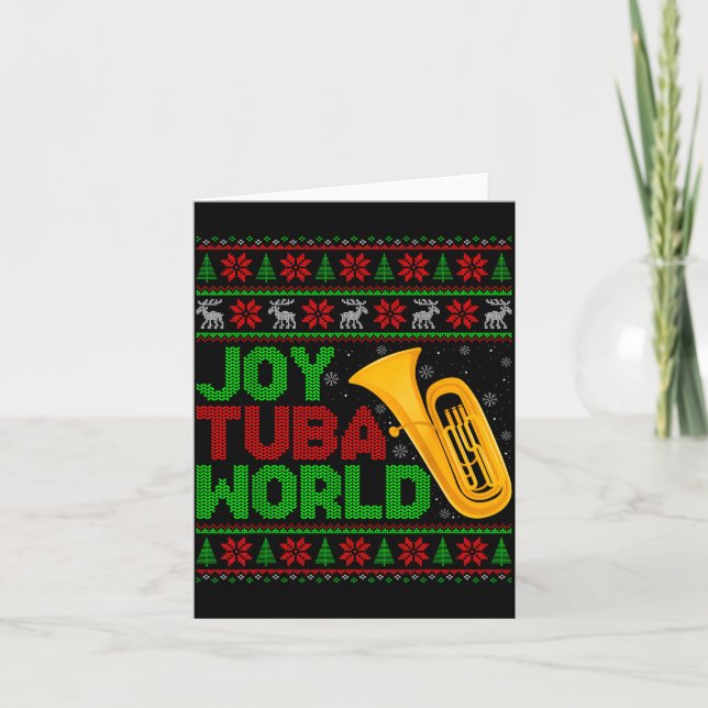 Joy Tuba World Music Lover Xmas Tuba Ugly Christma Card (Front)