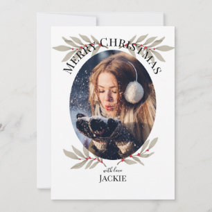 JOY -Two-Sided Merry Christmas Photo  Holiday Card