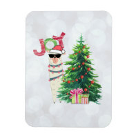 Joy Typography | Christmas Llama behind a Tree