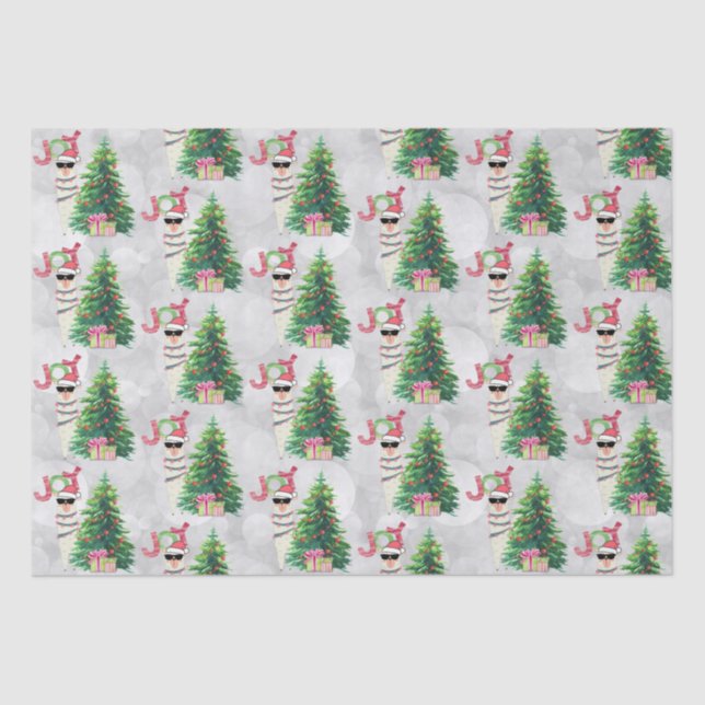 Joy Typography | Christmas Llama Pattern Tissue Paper (Front)