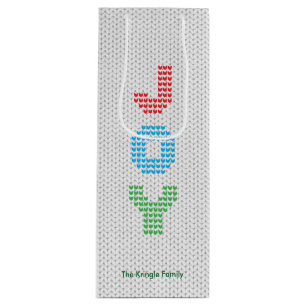 Joy Typography Christmas Sweater Wine Gift Bag