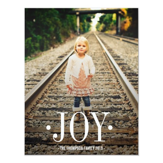 JOY Typography Xmas Christmas Photo Flat Card