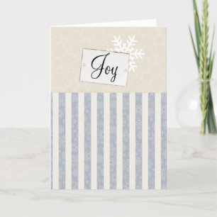 Joy Vintage Snowflake Striped Christmas Holiday  Card