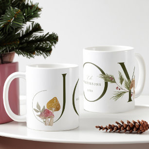 Joy Watercolor Woodsy Mushrooms  Coffee Mug