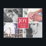 Joy | Wedding Photo Collage | Happy Holidays Holiday Postcard<br><div class="desc">Romantic Christmas postcard with room for four of your favourite wedding photos converging under the word Joy,  which has a little heart inside the o.</div>