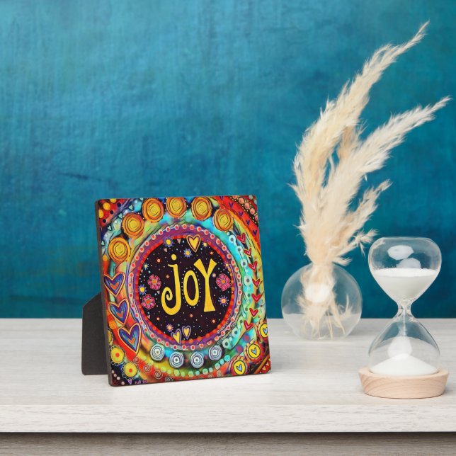 Joy Whimsical Fun Colourful Christmas Easel Plaque (Insitu)