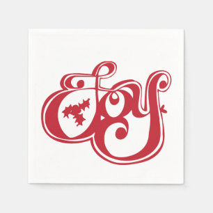 Joy with Holly Christmas Holiday Napkin