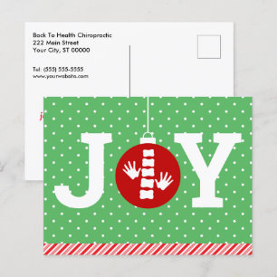 JOY with Polka Dots Chiropractic Christmas Holiday Postcard