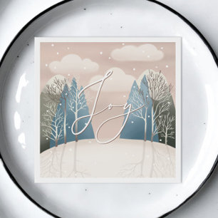 Joy Woodland Christmas holiday. Winter forest Napkin