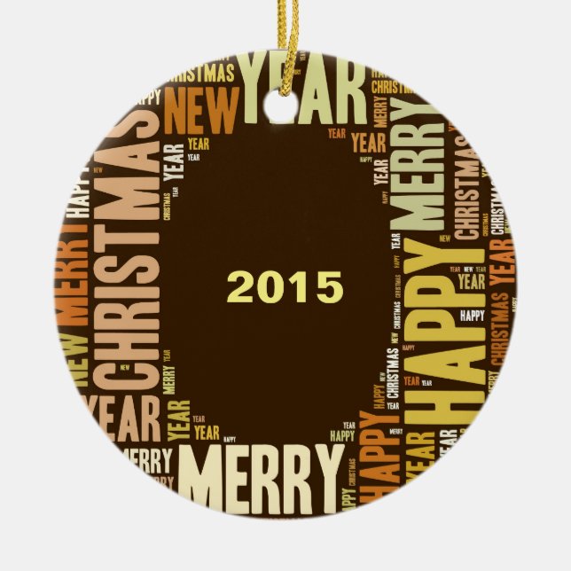 JOY Wordcloud Christmas Ceramic Tree Decoration (Front)