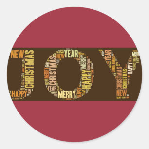 JOY Wordcloud Christmas Classic Round Sticker