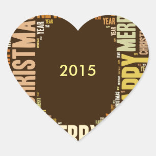 JOY Wordcloud Christmas Heart Sticker