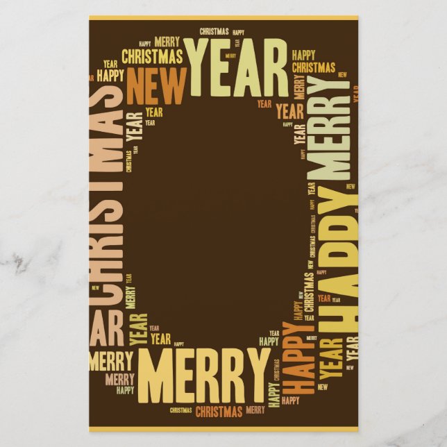 JOY Wordcloud Christmas Stationery (Front)