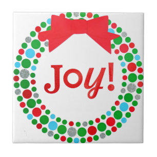 Joy Wreath Ceramic Tile