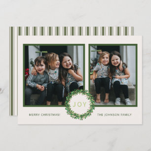 Joy Wreath Christmas Holiday Photo Card