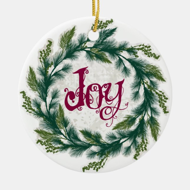 Joy Wreath Christmas Ornament (Front)