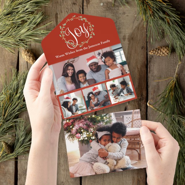 Joy Wreath Multi Photo Holiday Card (Creator Uploaded)