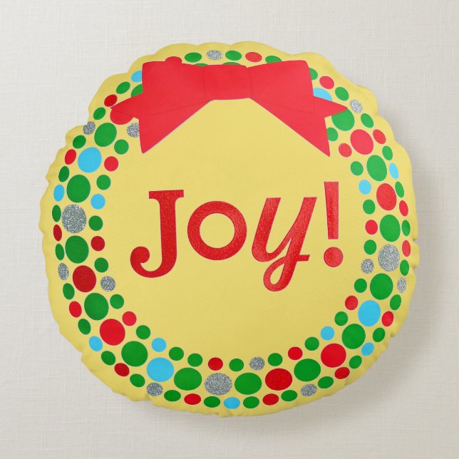 Joy Wreath Round Cushion (Front)