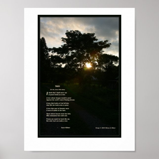 Joyce Kilmer poem Trees 8 1/2  x 11 Poster (Front)