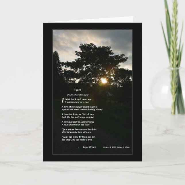 Joyce Kilmer poem Trees for 5x7 frame folded Card (Front)