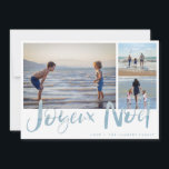 Joyeaux Noel Beach Photo Christmas Holiday Card<br><div class="desc">Family three photo collage "Joyeux Noel" beach design holiday card. Customised with three of your favourite photos,  greeting and family name.</div>